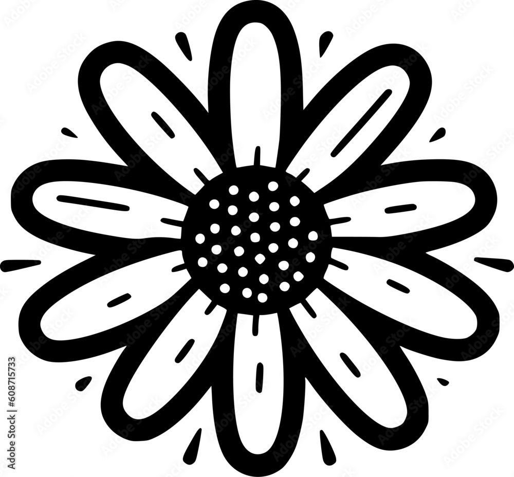 Daisy | Black and White Vector illustration Daisy | Black and White Vector illustration
