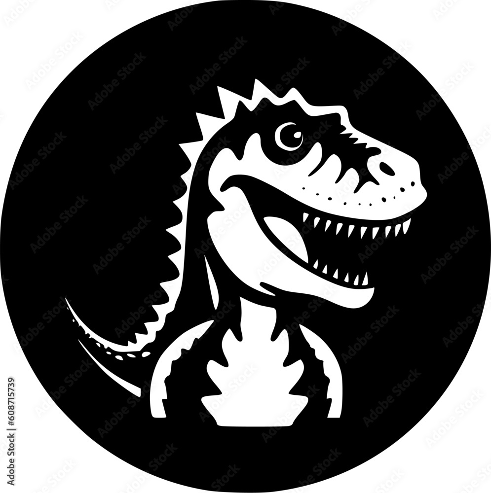 Dinosaur - Black and White Isolated Icon - Vector illustration