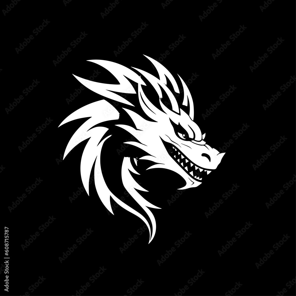 Dragon - Black and White Isolated Icon - Vector illustration Dragon - Black and White Isolated Icon - Vector illustration
