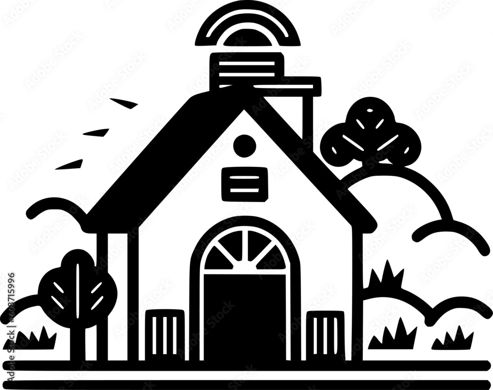Farm | Black and White Vector illustration Farm | Black and White Vector illustration
