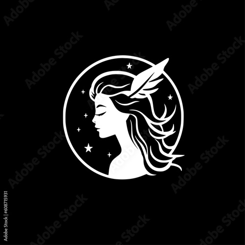 Fairy - Black and White Isolated Icon - Vector illustration