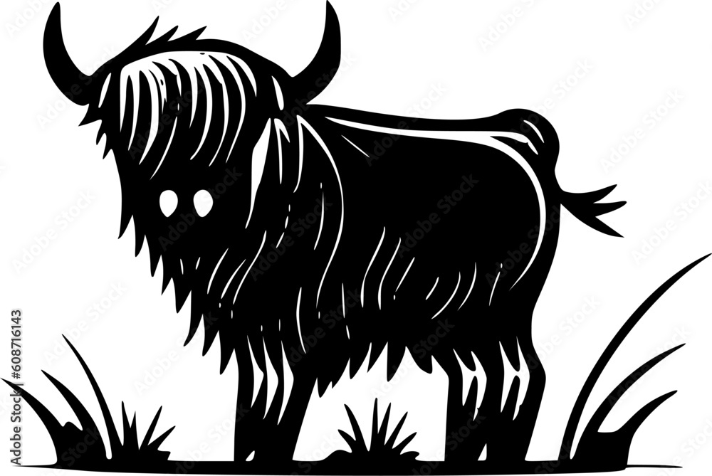 Fototapeta premium Highland Cow - Minimalist and Flat Logo - Vector illustration