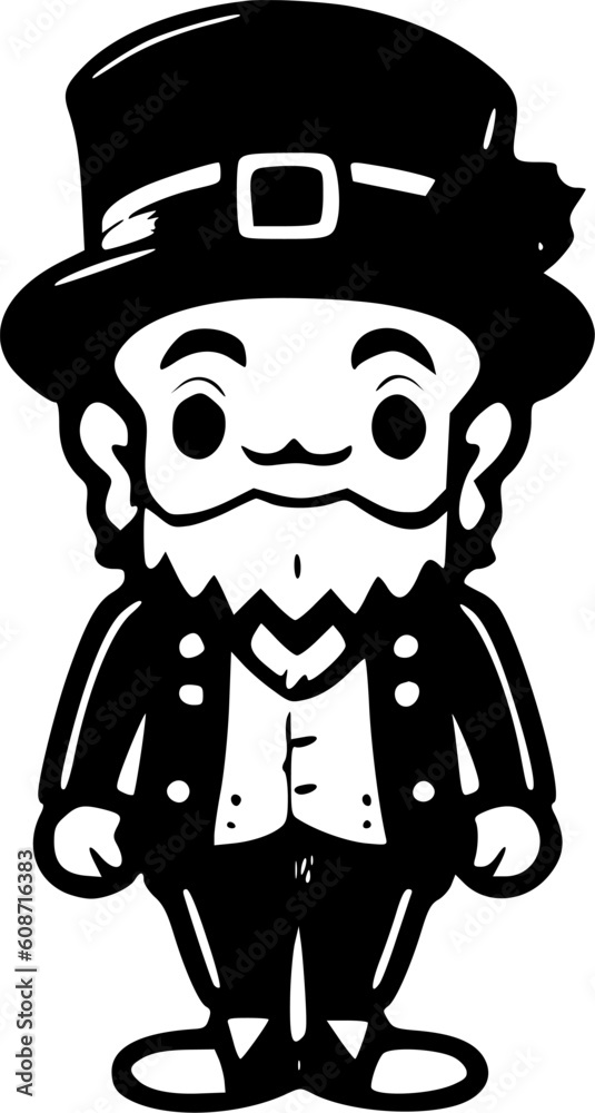 Leprechaun - Black and White Isolated Icon - Vector illustration Leprechaun - Black and White Isolated Icon - Vector illustration