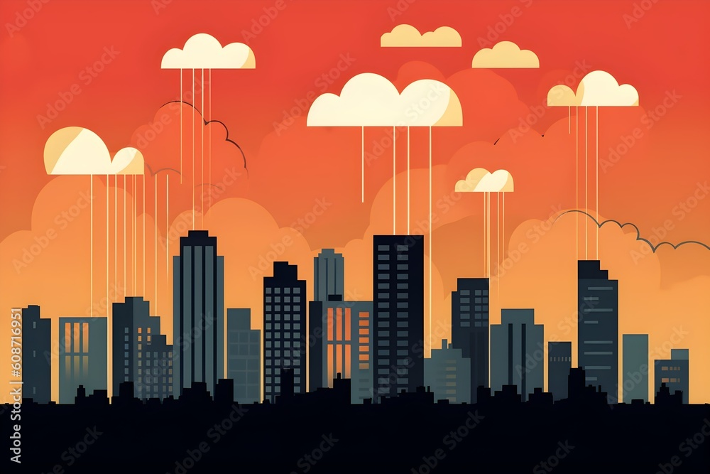 Fototapeta premium Abstract doodle of cityscape. Generative AI.