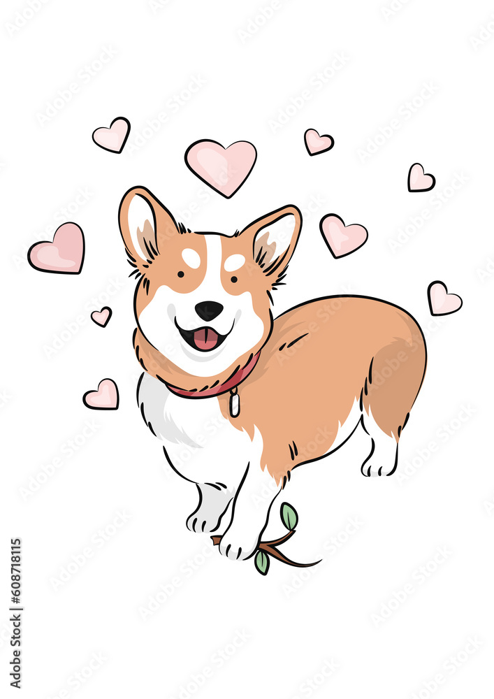 corgi surrounded by pink hearts corgi surrounded by pink hearts