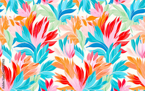 Seamless pattern with floral design and vibrant colors