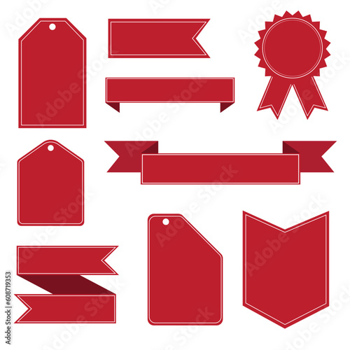 Red badges and labels template vector collection, set of promotion badge, ticker tag collection. Set of shopping banner
