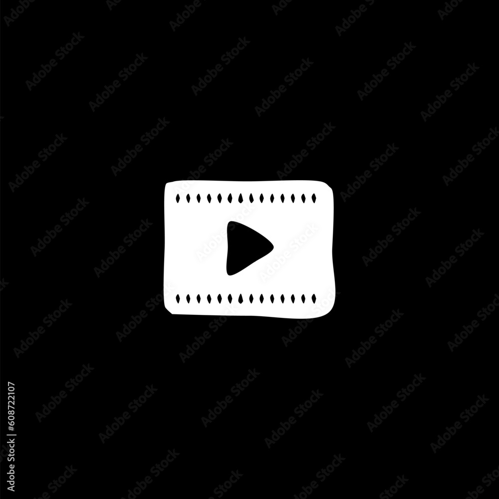 Fototapeta premium Video playlist hand drawn icon isolated on black background