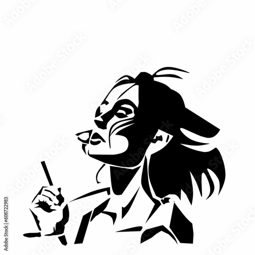 illustration of a smoking woman silhouette vector