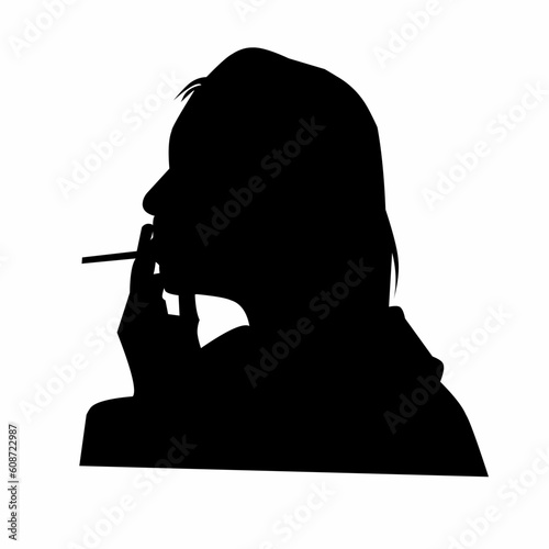 illustration of a smoking woman silhouette vector