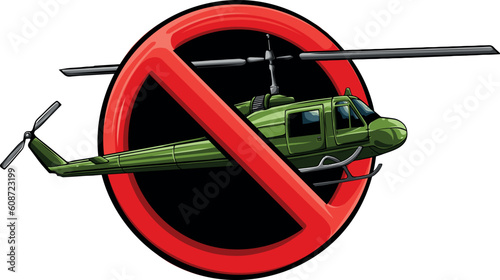 vector illustration of Prohibition sign for all Helicopters.