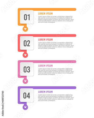 Vertical timeline infographic 4 steps or options. Vector illustration.
