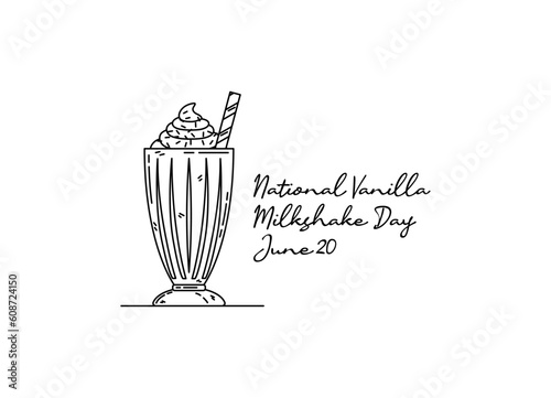 line art of national vanilla milkshake day good for national vanilla milkshake day celebrate. line art. illustration.