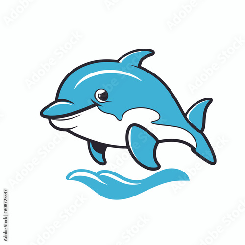 illustration of a dolphin, vector on white