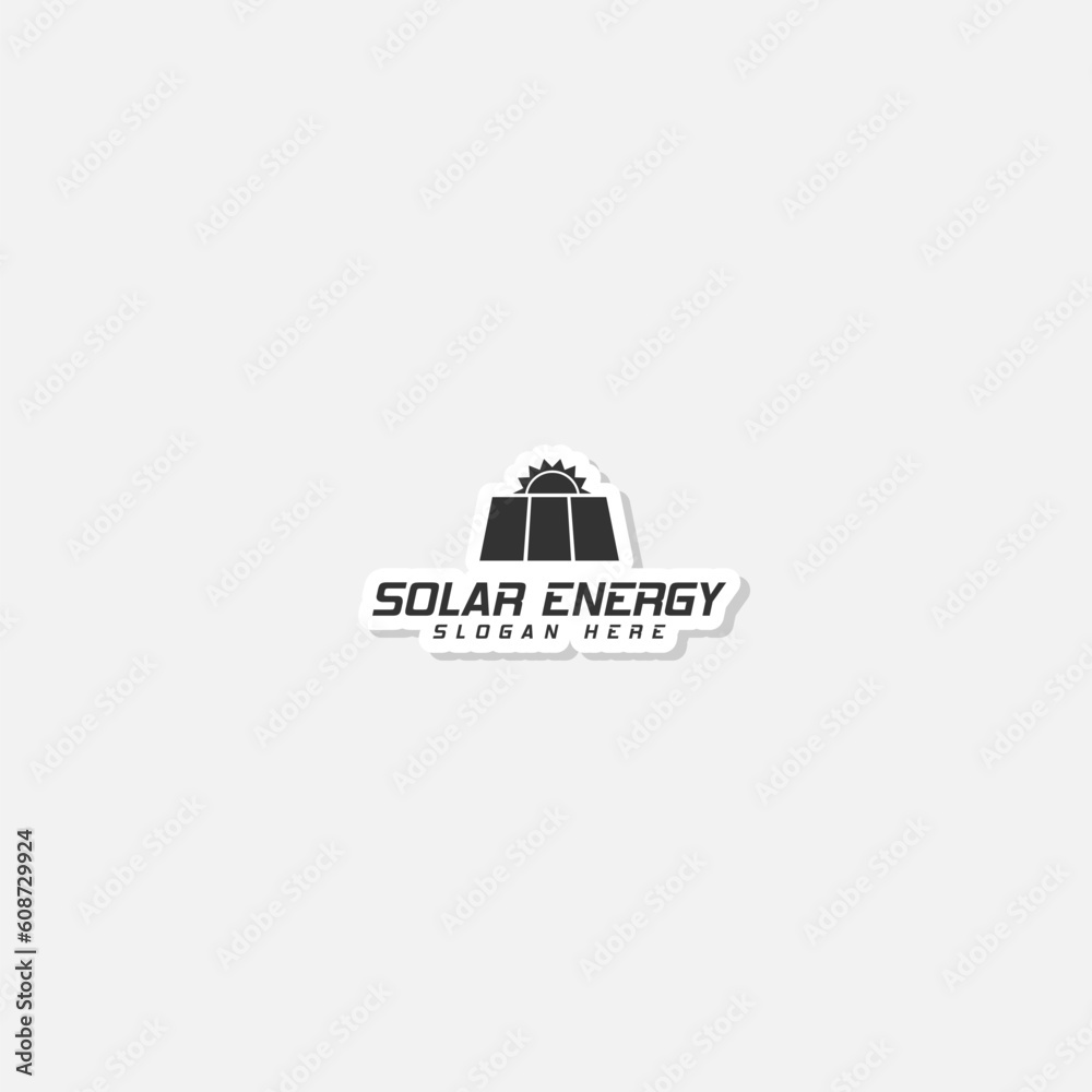 Solar energy logo sticker isolated on white