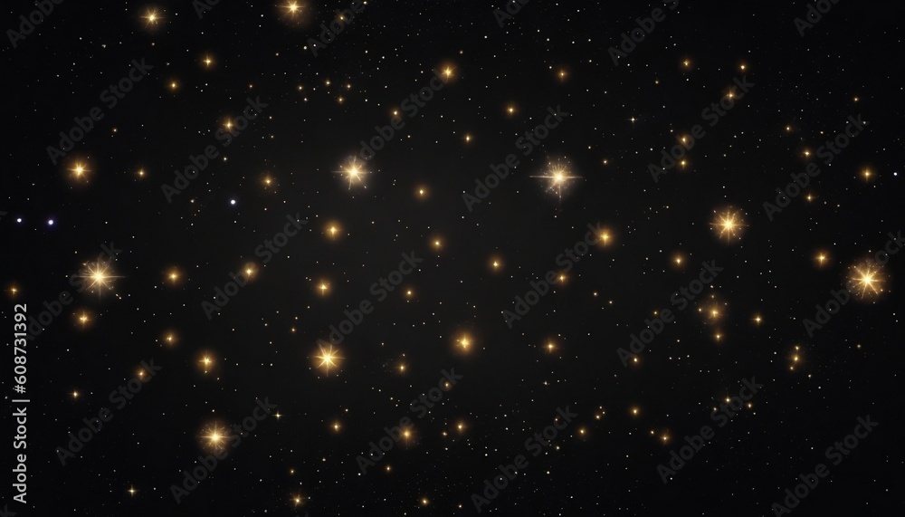 abstract light background Image of stars floating over light spots on black background Generate by AI