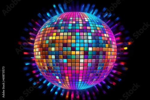 Sparkling disco ball. Night party, colorful. Generative AI