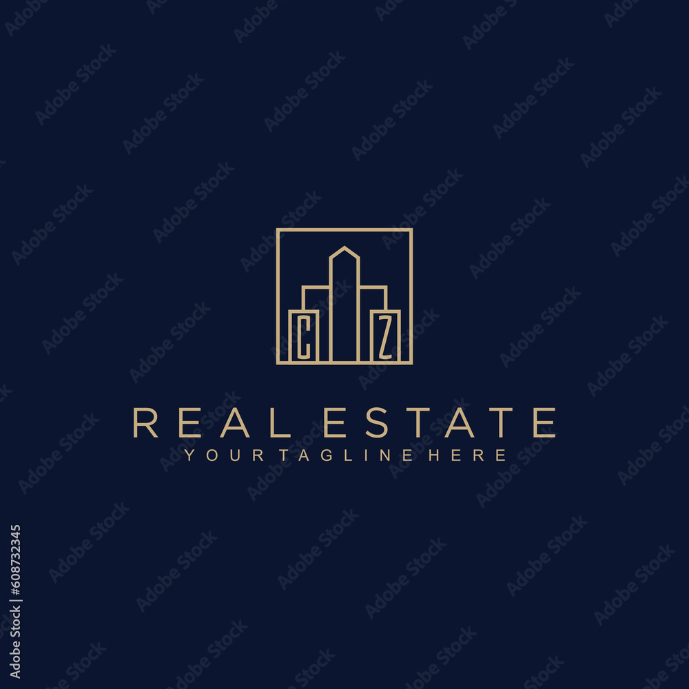 CZ initials Real estate vector logo design Real estate logo  Property logo  Home logo  - obrazy, fototapety, plakaty 