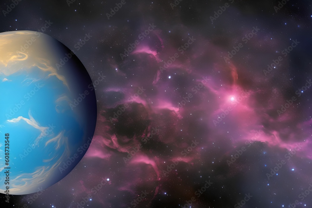 Fototapeta premium wallpaper, seen from space, planets and earth, generative ai