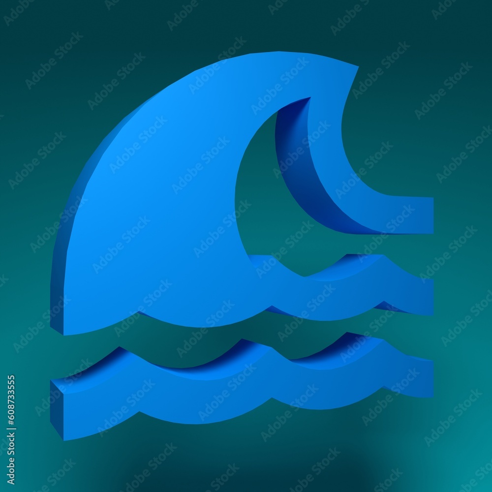 Obraz premium Tsunami icon on blue background