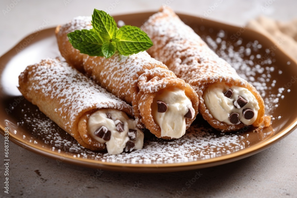 Delicious Cannolis Isolated on a White Background. Generative AI Delicious Cannolis Isolated on a White Background. Generative AI