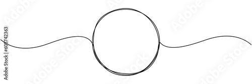 Circle continuous one line drawn. Abstract round frame linear symbol. Vector illustration isolated on white.