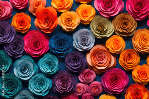Colorful Petals  Rainbow Gradient Flowers with Gouache Touch. Generative AI