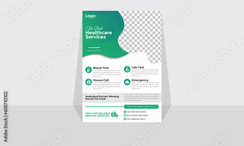 Modern Corporate and Creative Flyer Design Template Vertical Name Flyer Simple and Clean Green White and Black Business Flyer Vector Illustration Colorful Gradient Flyer Design Brochure Medical Flyer