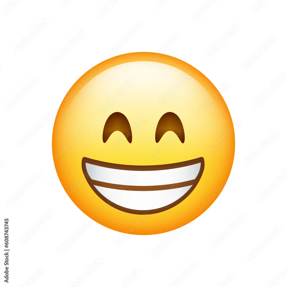 Beaming Face With Smiling Eyes Emoji isolated on white background. Iphone Whatsapp Emojis. Simple, vector, printed on paper. icon for website design, mobile app, and UI. Vector Illustration Beaming Face With Smiling Eyes Emoji isolated on white background. Iphone Whatsapp Emojis. Simple, vector, printed on paper. icon for website design, mobile app, and UI. Vector Illustration