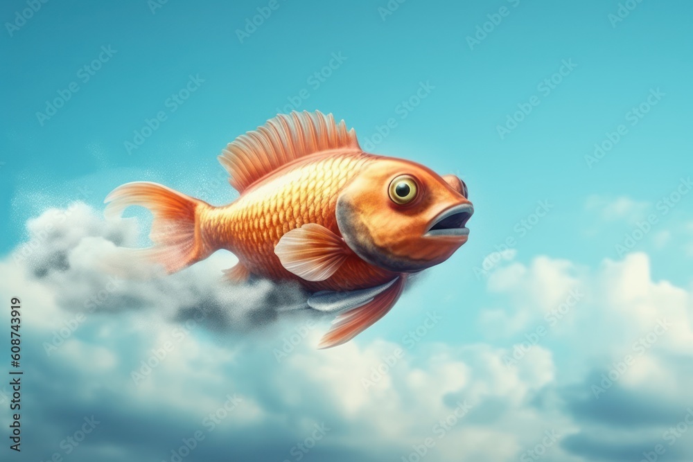 Fototapeta premium A fish driving a car close-up. Generative AI.
