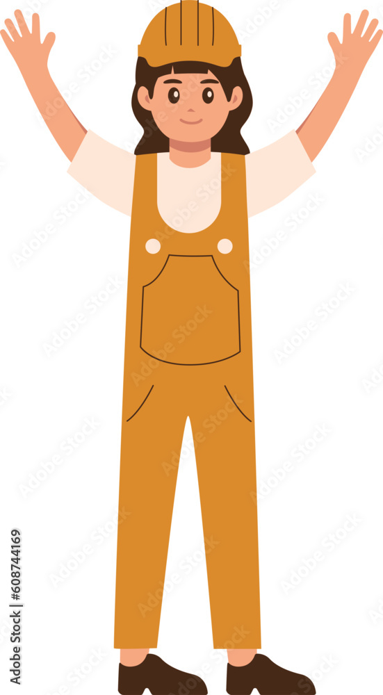 Standing Female Engineer Illustration Vector Standing Female Engineer Illustration Vector