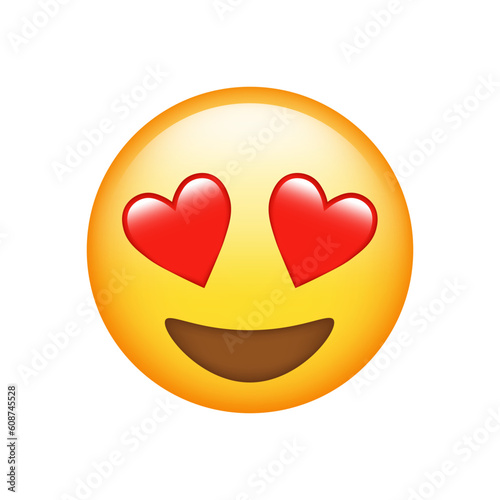 Smiling Face With Heart-Eyes Emoji isolated on white background. Iphone Whatsapp Emojis. Simple, vector, printed on paper. icon for website design, mobile app, and UI. Vector Illustration