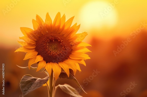 Singular Sunflower at Sunset: A Study in Youthful Minimalism | AI Generated.