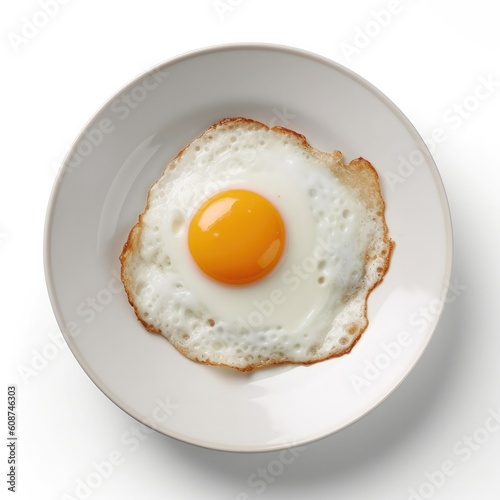 Delicious Fried Egg Isolated  on a White Background. Generative AI