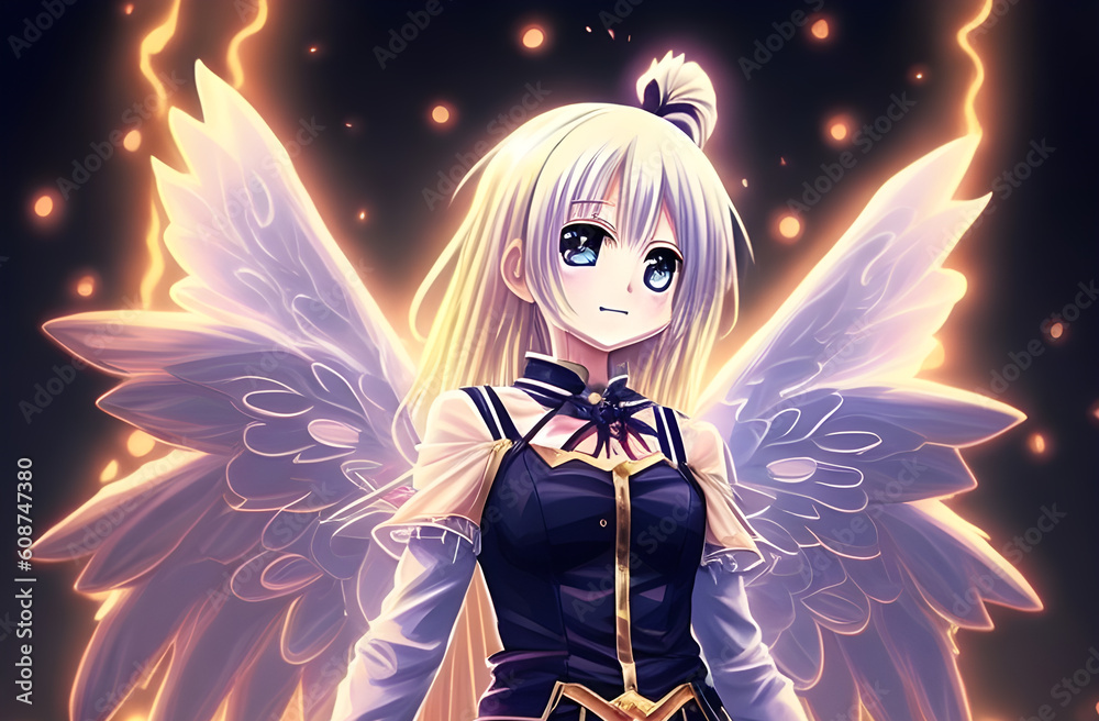 Anime girl angel with wings ai generative Anime girl angel with wings ai generative