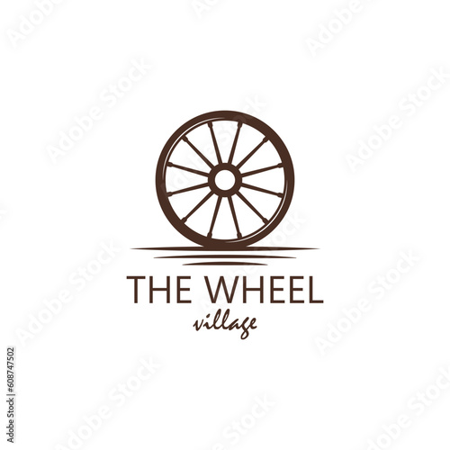 Vintage Old Wooden Cart Wheel logo design

