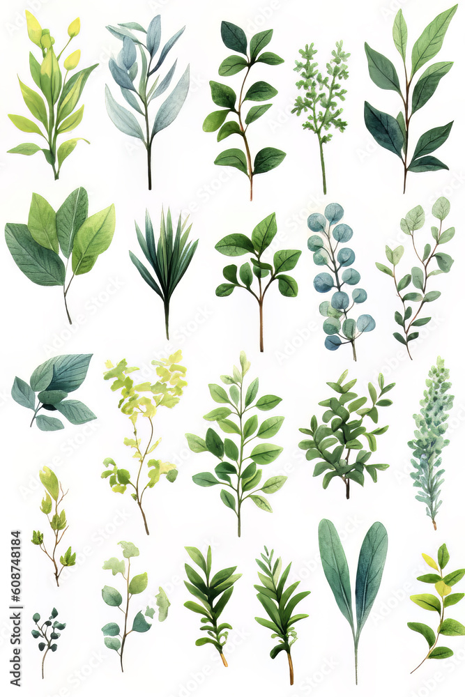 Green Watercolour Leaves Illustration