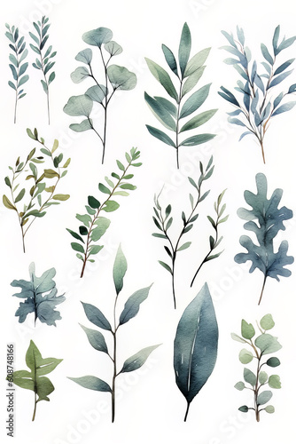 Green Watercolour Leaves Illustration