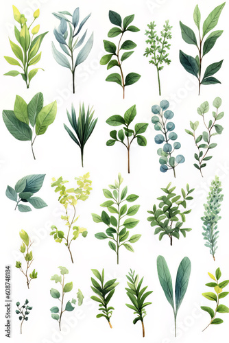 Green Watercolour Leaves Illustration