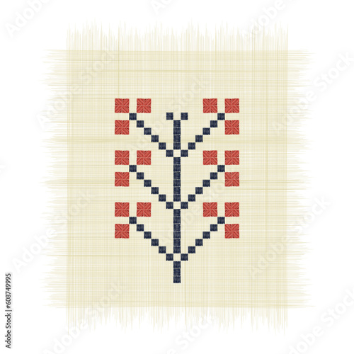 The True Tree , Palestinian embroidery Tatreez symbol drawing over white background photo