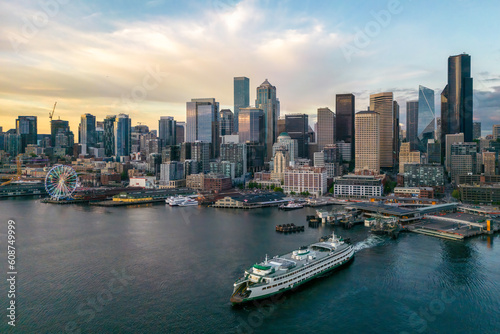 Wall Mural Downtown Seattle City Skyline Arial Photography