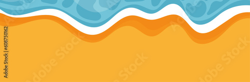 Plage - Bannière - Vagues et sables - Éléments vectoriels éditables - Vacances au bord de l'eau - Fond - Arrière-plan coloré  photo