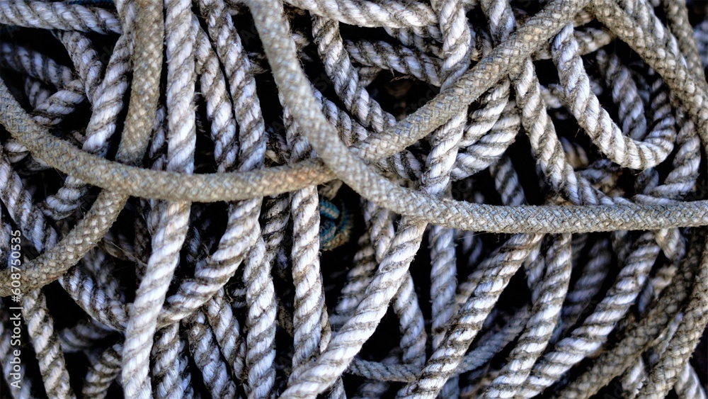background of stacked industrial ropes