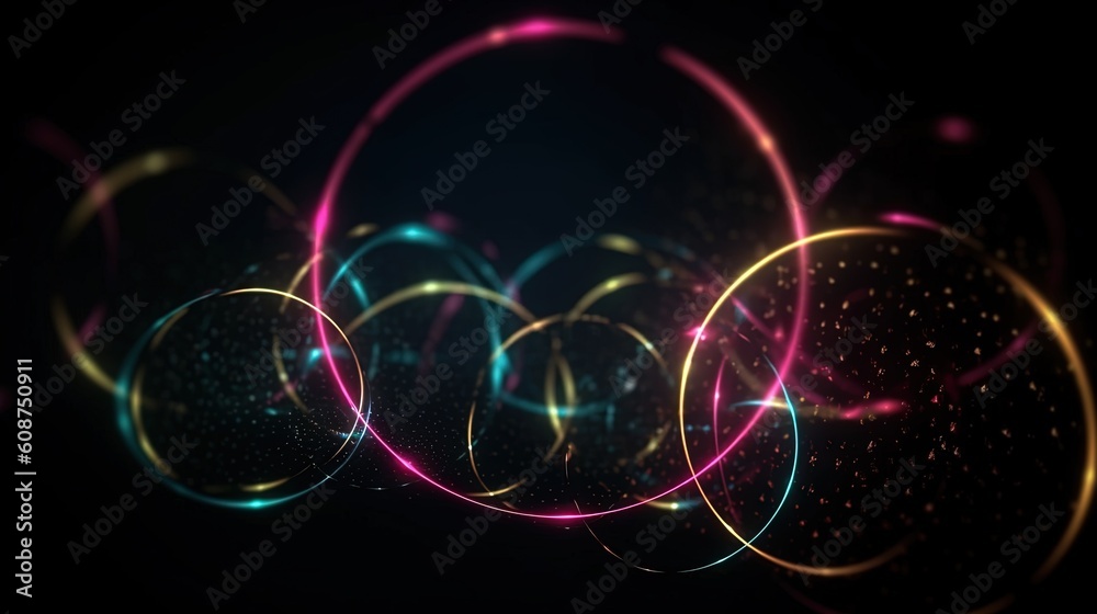 a group of circles that are glowing in the dark night. generative ai a group of circles that are glowing in the dark night. generative ai