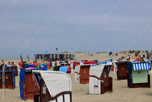 Fototapeta Naklejka Na Ścianę i Meble -  Strandkörbe auf dem Strand der Insel Borkum
