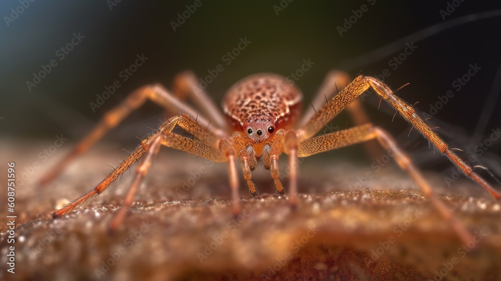 a close up of a spider on a piece of wood. generative ai a close up of a spider on a piece of wood. generative ai