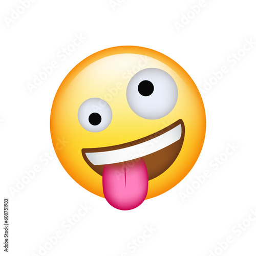 Zany Face Emoji isolated on white background. Iphone Whatsapp Emojis. Simple, vector, printed on paper. icon for website design, mobile app, and UI. Vector Illustration