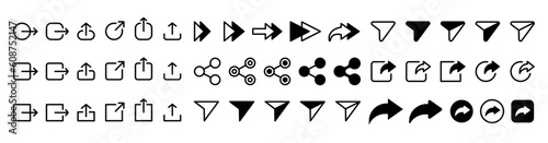 Share arrow icon sheet, vector isolated no background icon set