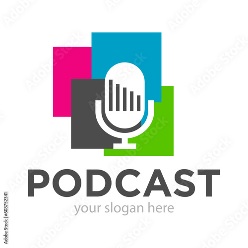 Podcast or Microphone Logo Design Illustration