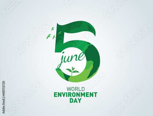Beat plastic pollution - World Environment day 2023 Vector concept. Happy Environment day, 05 June. World map with Environment day text background illustration. 